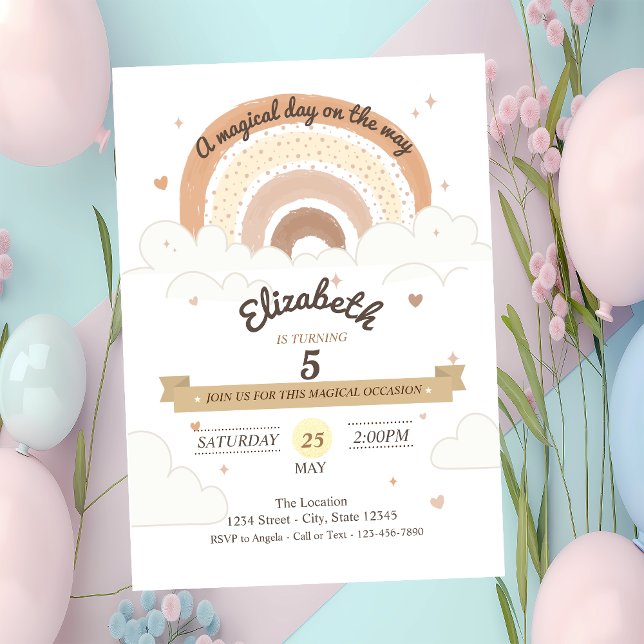 Watercolor Rainbow Clauds Birthday Invitation (Creator Uploaded)