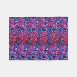 Watercolor Rainbow Colors Mandala Fleece Blanket