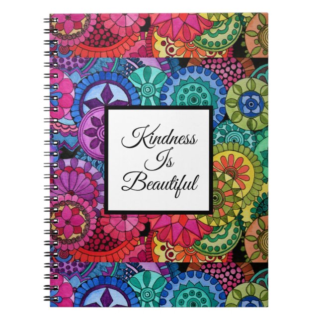 Watercolor Rainbow Colors Mandala Notebook (Front)