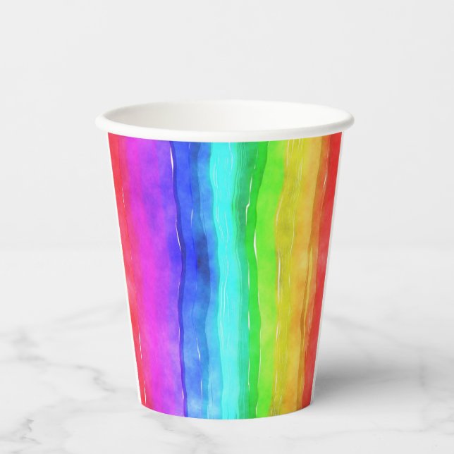 Watercolor Rainbow Colours Paper Cups (Front)