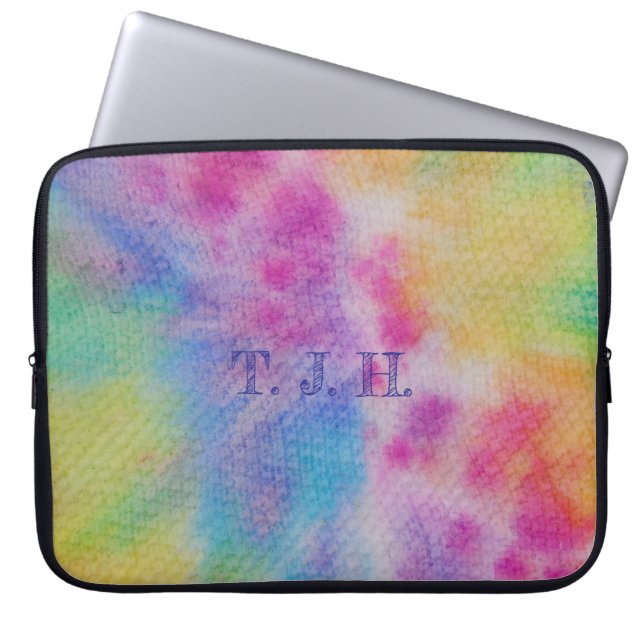 Watercolor Rainbow Design Laptop Sleeve (Front)
