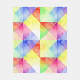 Watercolor Rainbow Diamond Quilt Pattern Fleece Blanket
