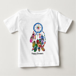 Watercolor rainbow dream catcher & inspiring words baby T-Shirt