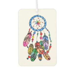 Watercolor rainbow dream catcher & inspiring words car air freshener