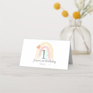 Watercolor Rainbow First Birthday Party Place Card