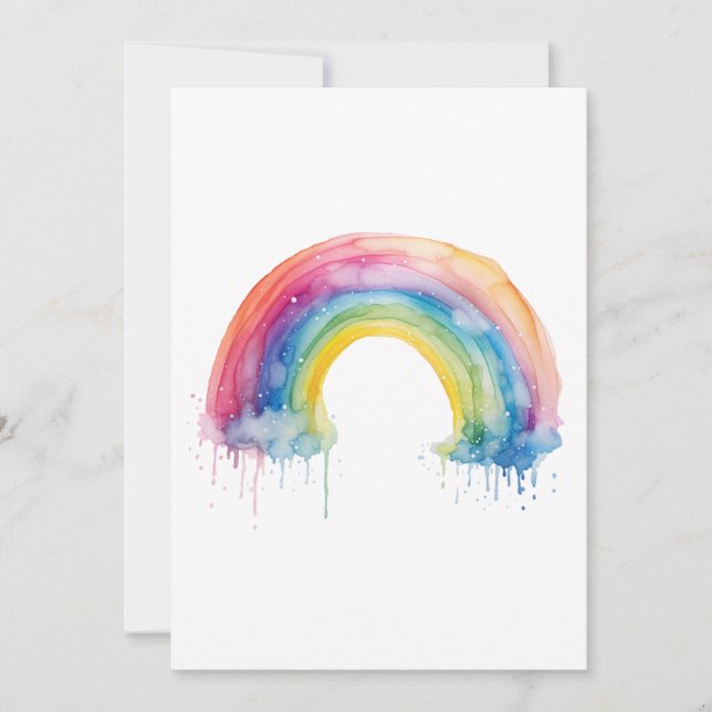 Watercolor Rainbow Flat Card (Front)