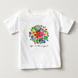 Watercolor Rainbow Flowers Baby T-Shirt