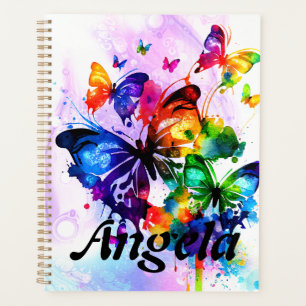 Watercolor Rainbow Fluttering Butterflies Planner