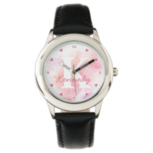 Watercolor Rainbow Galaxy Stars Pastel Pink Peach Watch