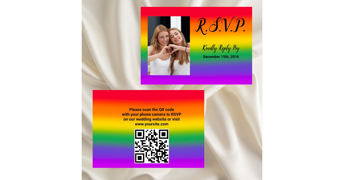 Qr Code Raimbow Watercolor Rainbow Gay Pride QR Code RSVP Card | Zazzle