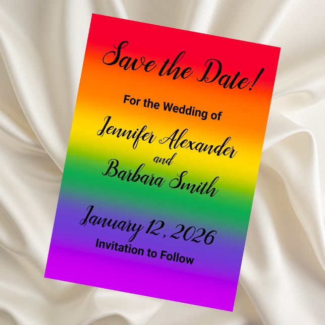 Watercolor Rainbow Gay Pride Save the Date Card (Creator Uploaded)