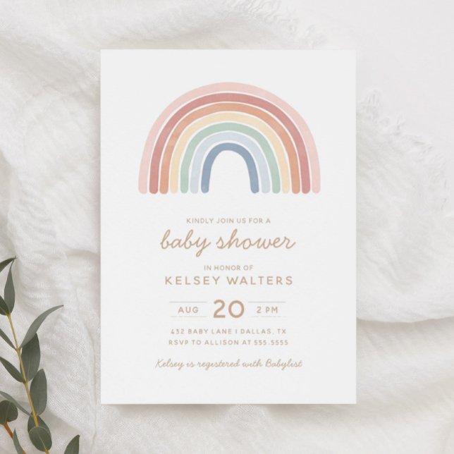 Watercolor Rainbow Gender Neutral Baby Shower Invi Invitation (Creator Uploaded)