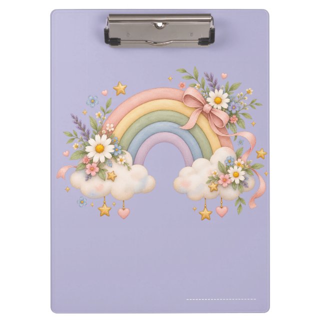 Watercolor Rainbow Gift – Charming Cloud Clipboard (Front)