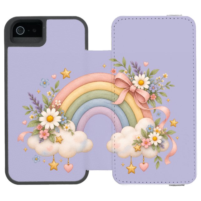 Watercolor Rainbow Gift – Charming Cloud Incipio iPhone Wallet Case (Folio Open)