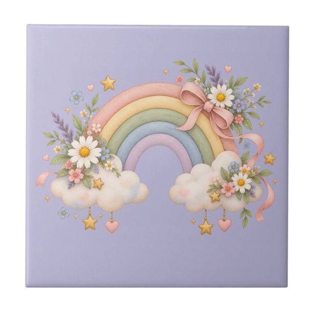 Watercolor Rainbow Gift – Charming Cloud Tile (Front)