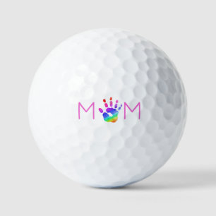 Watercolor Rainbow Handprint MOM Colourful Fun Golf Balls