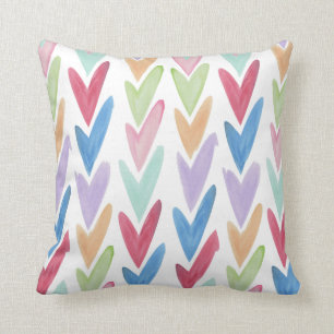 Watercolor Rainbow Heart Pattern Cushion