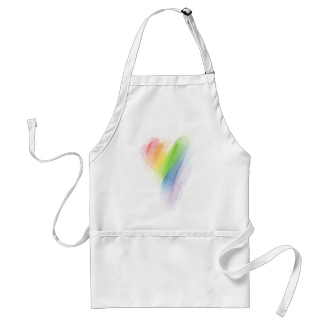 Watercolor Rainbow Heart Standard Apron (Front)