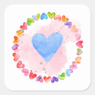 Watercolor Rainbow Heart Sticker