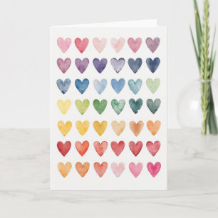Watercolor Rainbow Hearts Card
