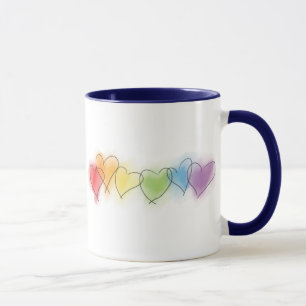 Watercolor Rainbow Hearts Mug