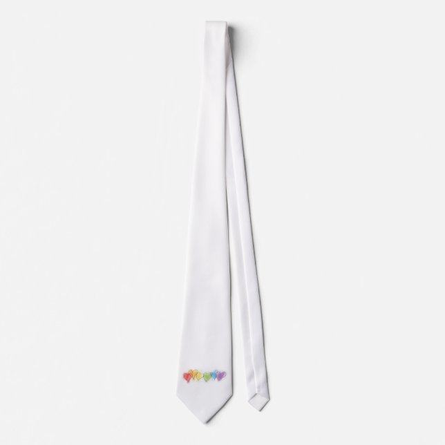 Watercolor Rainbow Hearts Tie (Front)