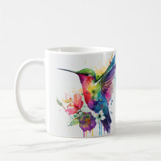 Watercolor Rainbow Hummingbird Coffee Mug