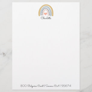 Watercolor Rainbow Kid's Personalised  Custom Letterhead