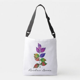 Watercolor Rainbow Leaves Crossbody Bag
