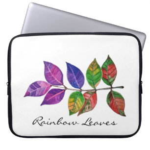 Watercolor Rainbow Leaves Laptop Sleeve
