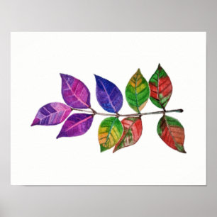 Watercolor Rainbow Leaves Poster