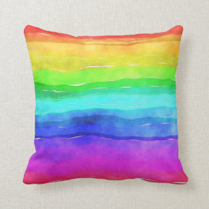 Watercolor Rainbow LGBT Rainbow Pillow
