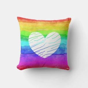 Watercolor Rainbow LGBT Rainbow Pillow