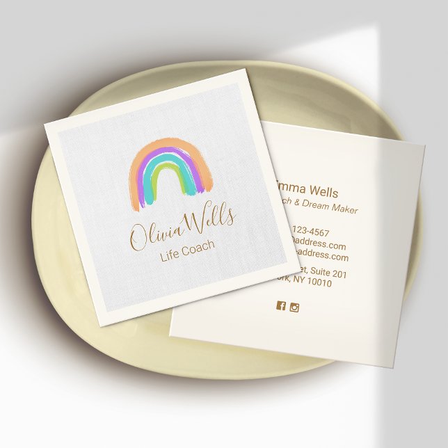 Watercolor Rainbow Life Coach Calling Card (Creator Uploaded)