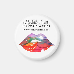 Watercolor rainbow lips makeup branding magnet