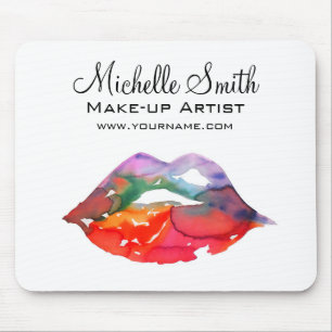 Watercolor rainbow lips makeup branding mouse mat