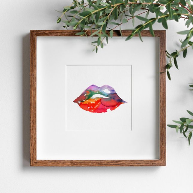 Watercolor rainbow lips makeup branding poster (Creator Uploaded)