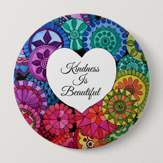 Watercolor Rainbow Mandala With Heart 10 Cm Round Badge