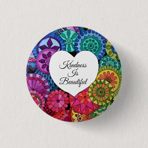 Watercolor Rainbow Mandala With Heart 3 Cm Round Badge