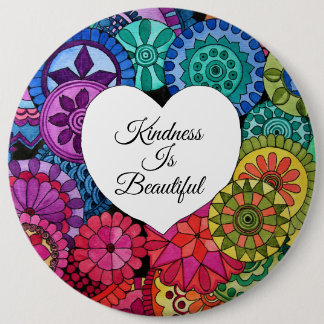 Watercolor Rainbow Mandala With Heart 6 Cm Round Badge