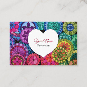 Watercolor Rainbow Mandala With Heart Business Card