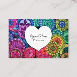 Watercolor Rainbow Mandala With Heart Business Card
