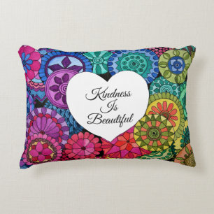 Watercolor Rainbow Mandala With Heart Decorative Cushion