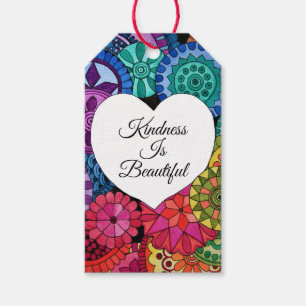 Watercolor Rainbow Mandala With Heart Gift Tags