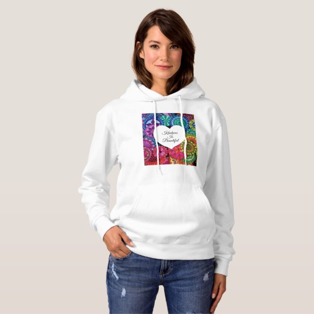 Watercolor Rainbow Mandala With Heart Hoodie (Front Full)
