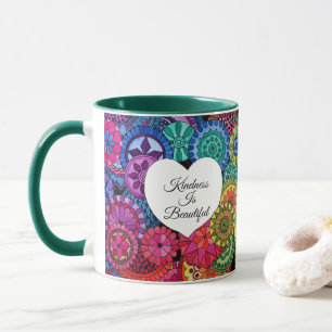 Watercolor Rainbow Mandala With Heart Mug