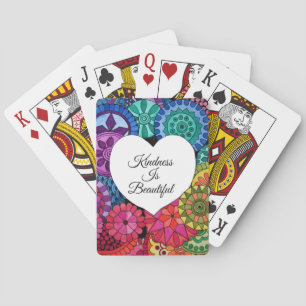 Watercolor Rainbow Mandala With Heart Playing Cards