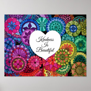 Watercolor Rainbow Mandala With Heart Poster