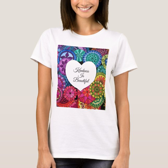 Watercolor Rainbow Mandala With Heart T-Shirt (Front)