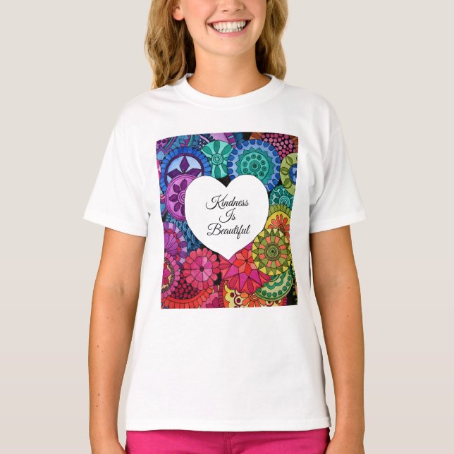 Watercolor Rainbow Mandala With Heart T-Shirt (Front)